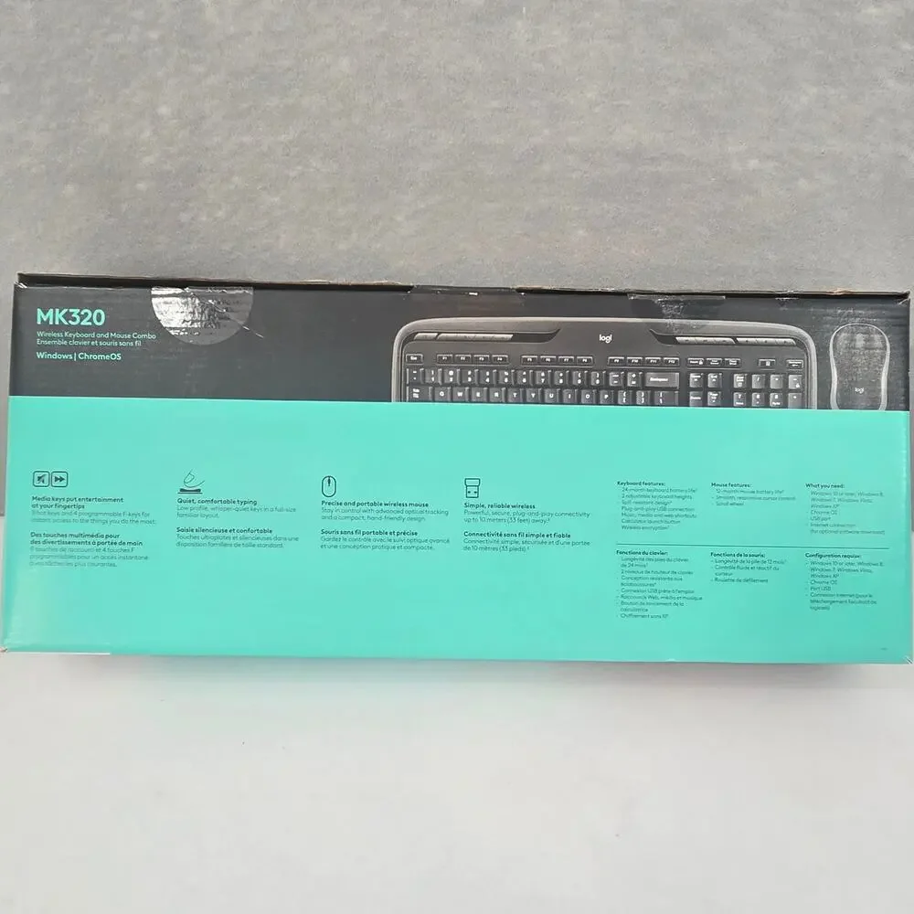 Logitech mk320 Wireless Full Keyboard & Mouse Combo with USB Receiver